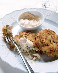 Crisp Crab Cakes with Chipotle Mayonnaise | These amazing, light and simple crab cakes are bound with fish, not cracker crumbs,