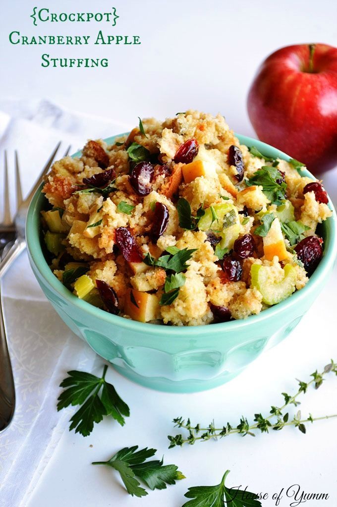 {Crockpot} Cranberry Apple Stuffing. Save room in your oven by making this flavorful side dish in the slow cooker.