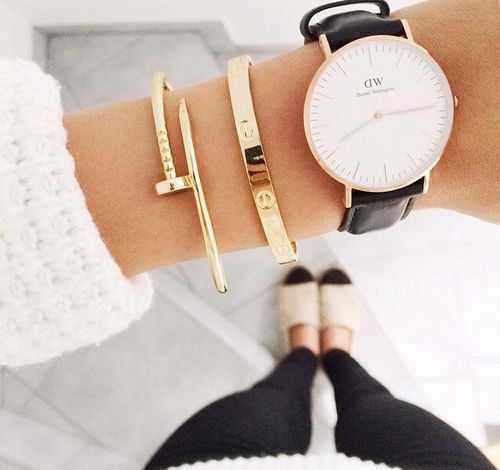 daniel wellington + cartier. okay, maybe not cartier, but a black strap for my big white-faced Movado watch?