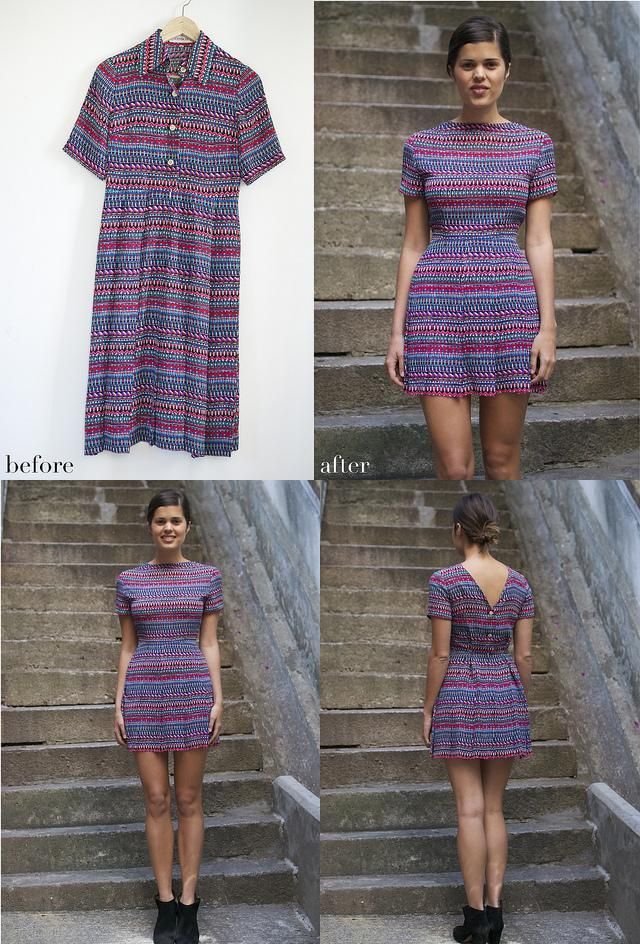DIY refashion the button down dress to buttoned back dress!  So fabulous!  MUST do this ASAP  A Goodwill trip is much needed.