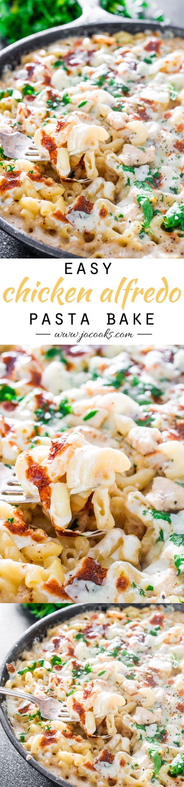 Easy Chicken Alfredo Pasta Bake – A delicious, no-fuss dinner that you can easily make at home with very few ingredients!