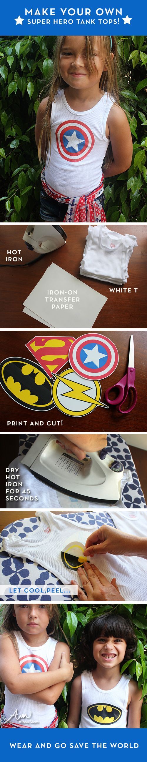 Easy #Superhero tank tops… Better not show the boys this! Eladio has this idea about how I can make a captain America suit for