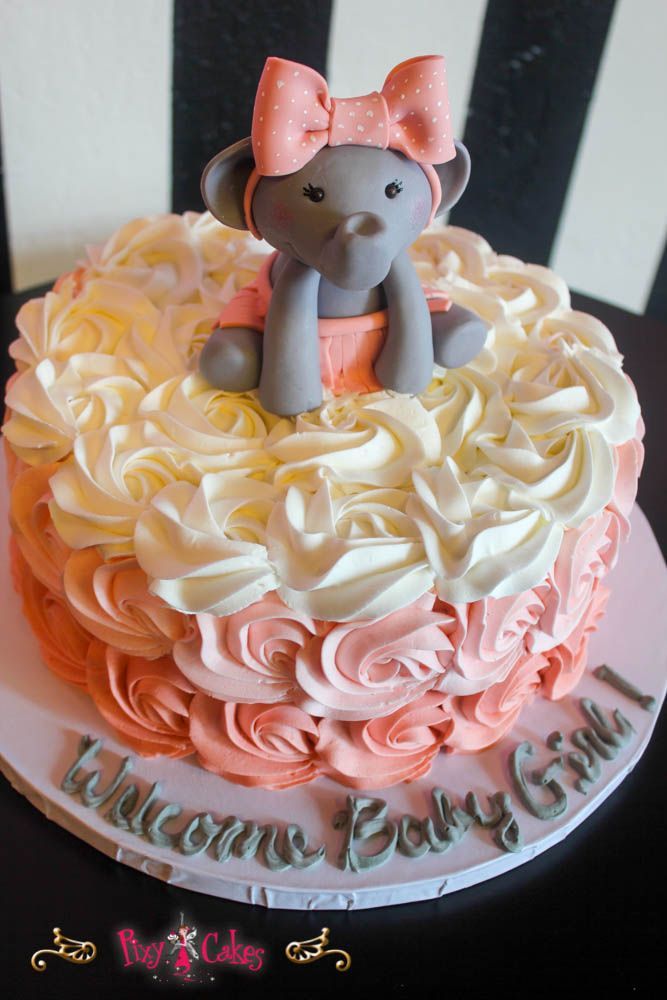 elephant baby shower cakes for girls | baby shower cake buttercream swirl girl 1 tier elephant fondant …