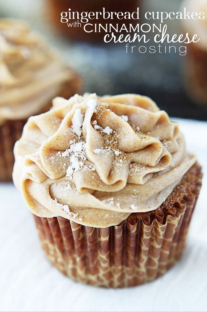 Gingerbread Cupcakes with Cinnamon Cream Cheese Frosting – I’ll take a White Chocolate Snowflake with that ;)