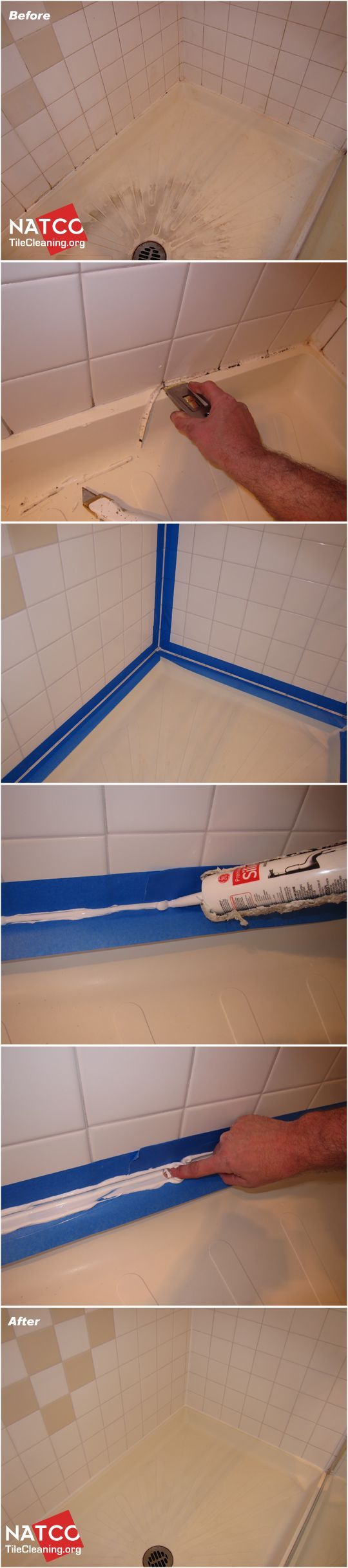 How to replace black moldy caulk and clean a tile shower. Ugh. Gonna have to do this with one of our showers since every other