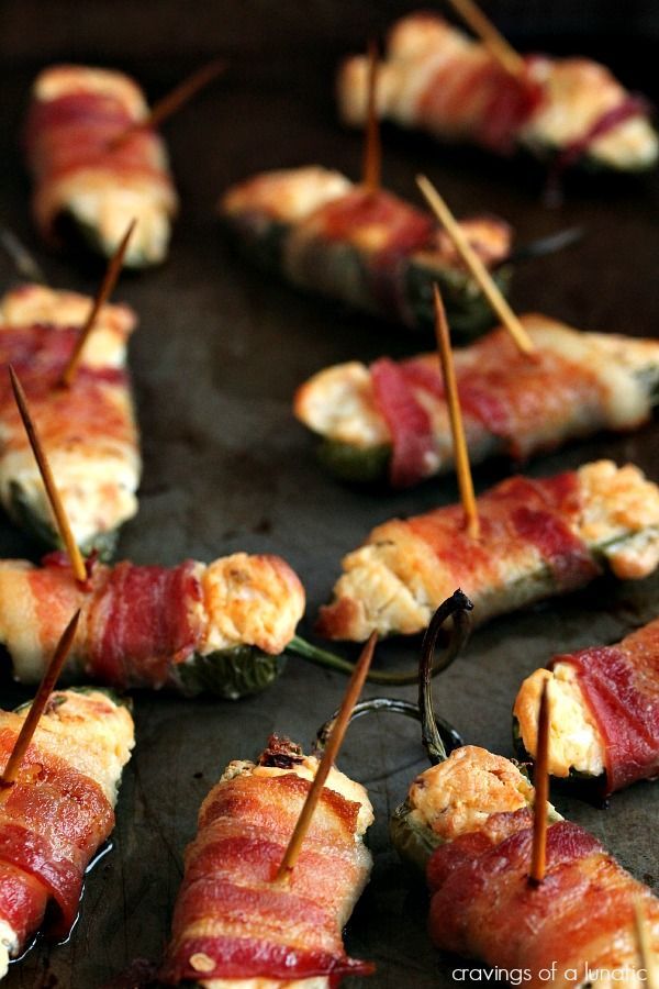 Jalapeno Bacon Poppers | Cravings of a Lunatic | Jalapeno Poppers wrapped in bacon with a little extra kick of adobo and smoked