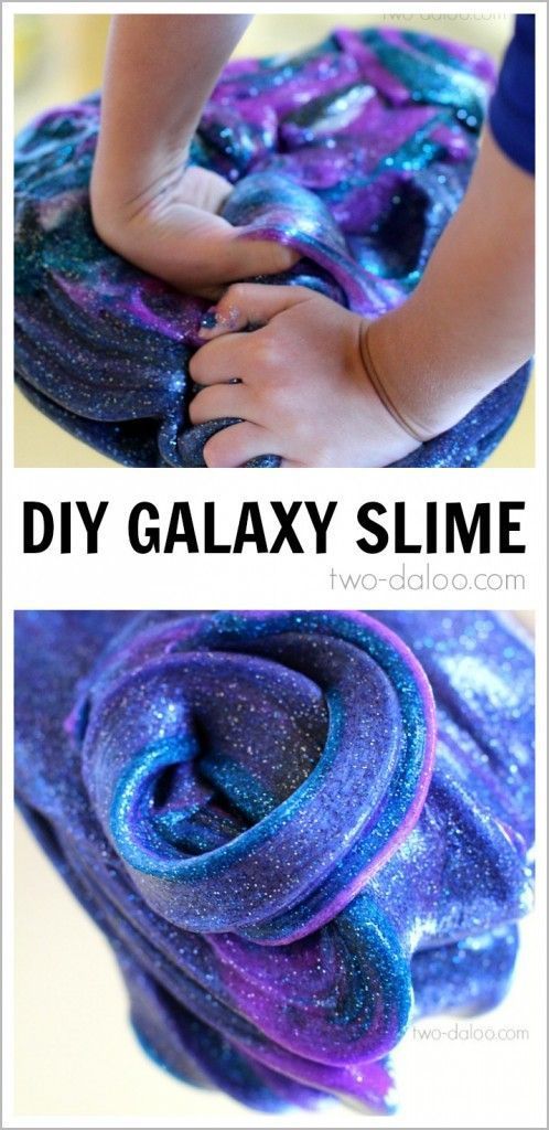 Make this beautiful, sparkly, stretchy slime that looks just like the swirls of a galaxy and keep your preschooler entertained for