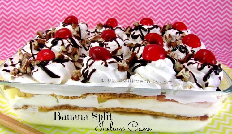 No Bake Banana Split Icebox Cake!  This is not only easy to make, it tastes AMAZING!!!  ♥