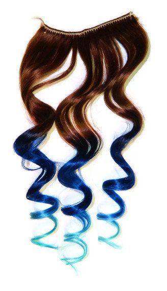 Ombre Brown Blue Pastel Human Hair Extensions by CandyAppleLocks, $28.00