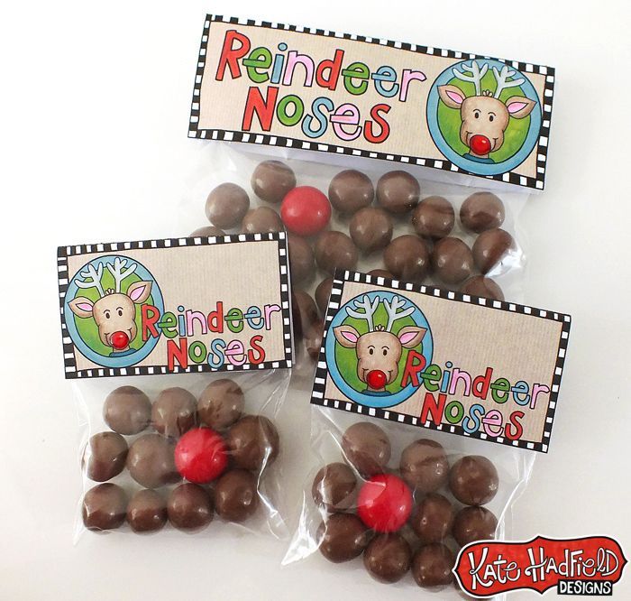 Reindeer Noses Printables. Fill a bag with some malted milk balls and one red Gobstopper (we can’t forget Rudolph) for a super