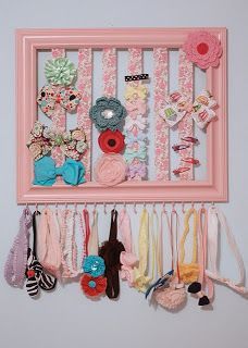 *Riches to Rags* by Dori: Thrift Store Frame Decorating Ideas… This would be perfect for my girls, they have so many hair