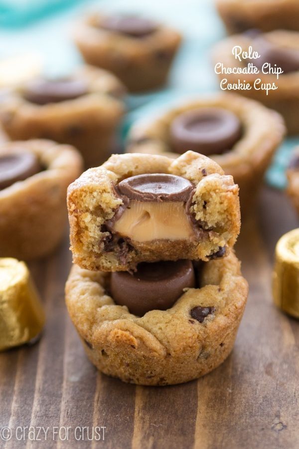 Rolo Chocoloate Chip Cookie Cups – perfect homemade cookies and melty Rolos!