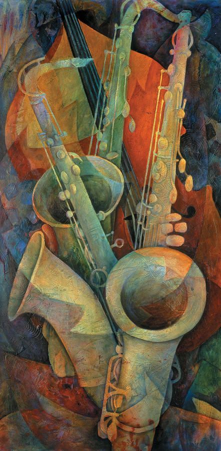 Saxophones and Bass by Susanne Clark