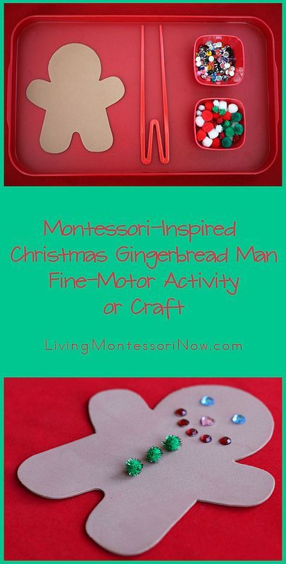Simple-to-prepare Montessori-inspired gingerbread man practical life activity or craft