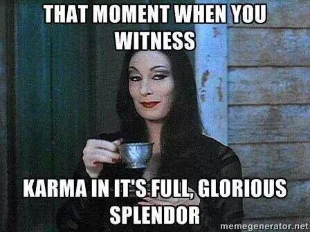 That moment when you witness Karma in it’s full, glorious splendor!!
