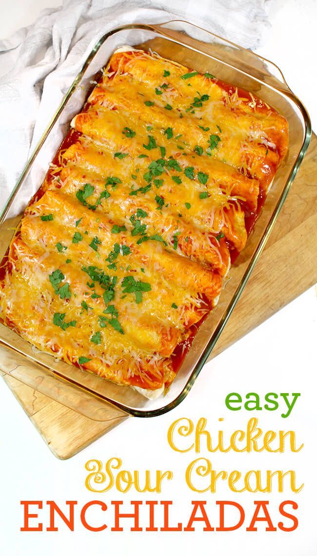 This chicken enchilada recipe is very simple to make, and is a family favorite. The creamy chicken cheese filling has a great