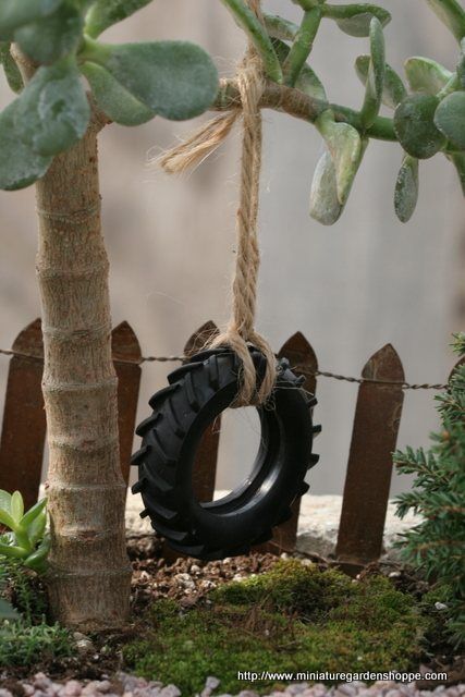 Tire Swing – Miniature Garden Shoppe . Note that link has a list of plants for miniature gardens