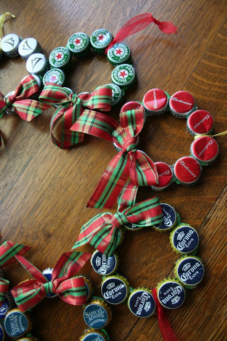upcycled christmas crafts | Upcycled Beer Bottle Cap Christmas Ornament | Holiday Crafts