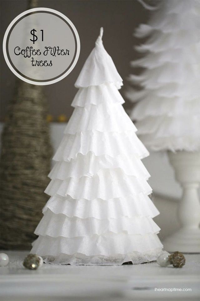 Using coffee filter to make frosted tree