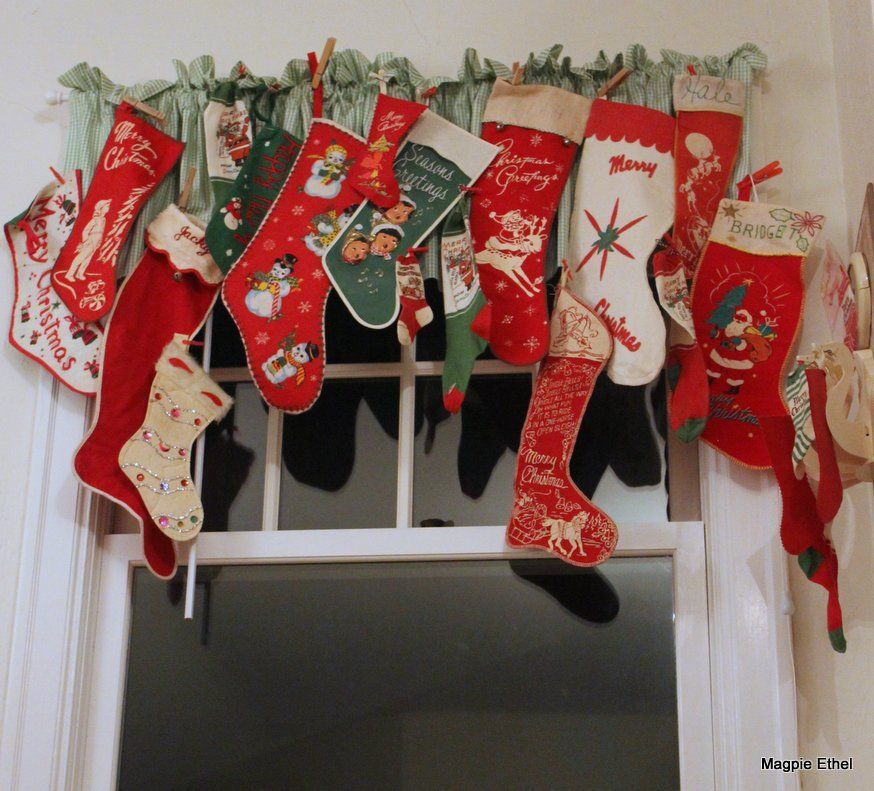 Vintage Christmas stockings…..I still have my stocking from the 60’s.