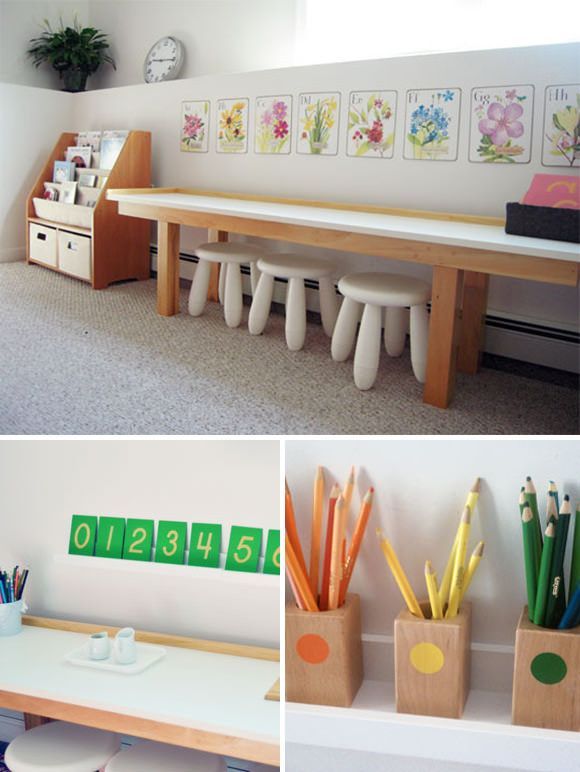 A playroom designed by a Montessori teacher for her three kids