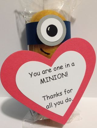 A Twinkie Minion made using Stampin’ Up Supplies. Great Valentine treat for teachers. A Craftin’ Owl creation.