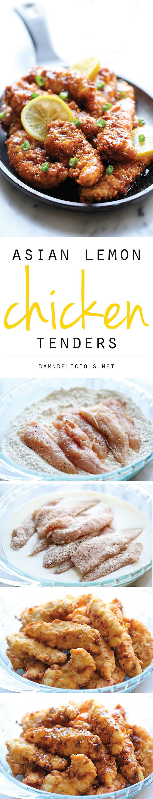 Asian Lemon Chicken Tenders – A wonderful asian twist to your favorite chicken tenders, tossed in the most heavenly sweet, lemon