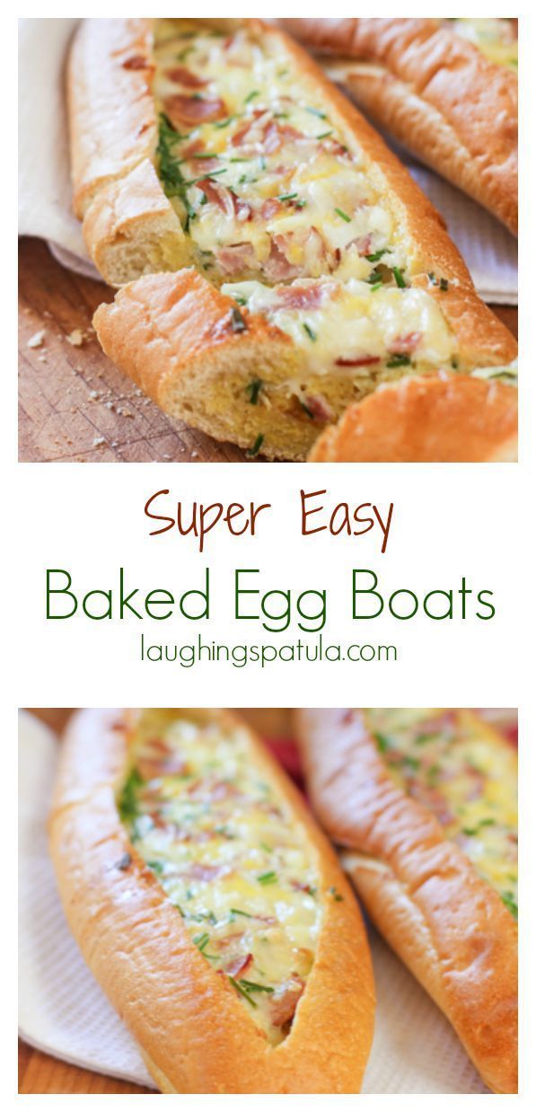 Baked Egg Boats!  Fill store bought baguettes with your favorite omelette ingredients.  Bake and breakfast done!  Make one or 20!