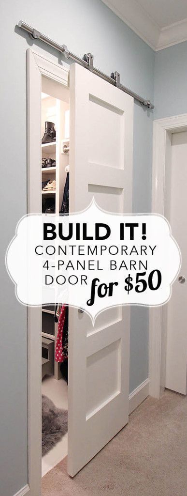 best of the web: barn doors on a budget. Contemporary 4-panel barn door. Build the door and hang it with a kit, with how-to help