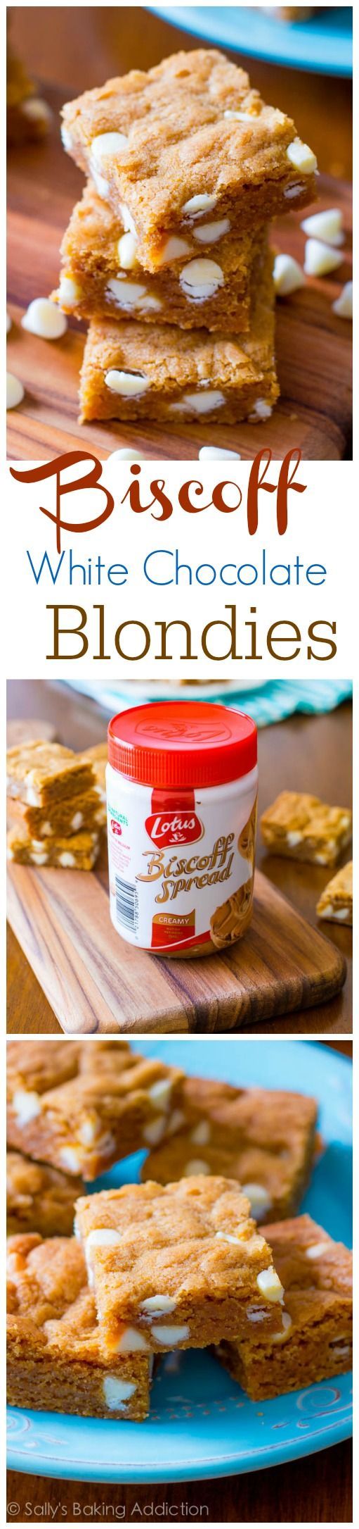 Brown Sugar Biscoff Blondies – full of white chocolate chips. These are so simple, yet soooo good. I recommend double batches!