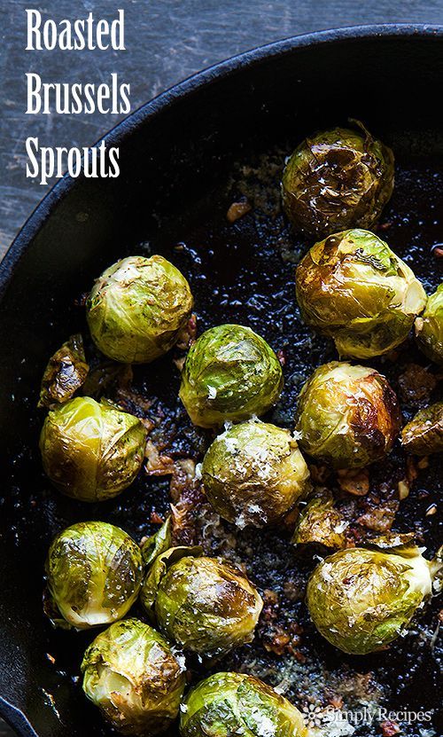 Brussels sprouts, oven-roasted with garlic, olive oil, lemon juice, salt, pepper, and Parmesan cheese.