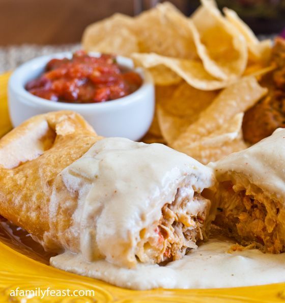 CHICKEN CHIMICHANGAS Ingredients: ¼ cup butter (4 tablespoons) ¼ cup flour 2 cups chicken stock, heated 8 ounces sour cream 4