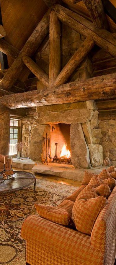 Cozy log living room`