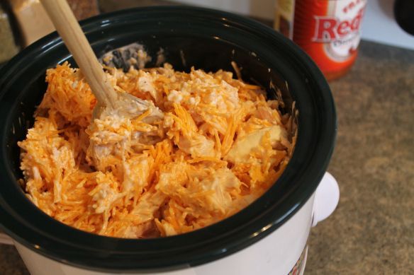 Crock pot buffalo chicken dip! … I’ve made this MANY times for work and it’s always a big hit! I use Franks Buffalo Sauce