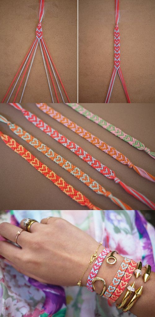 DIY Heart Friendship Bracelet Tutorial – cute I used to LOVE making these :)