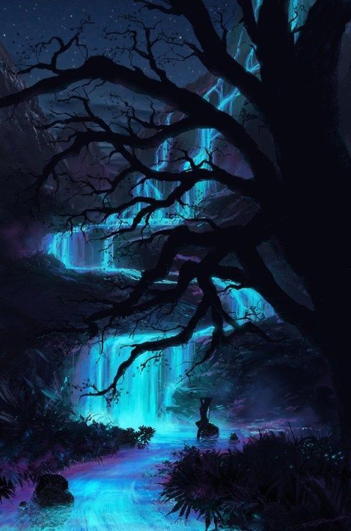 Faerie Falls  Lost within the neon mists, an ethereal world shimmers and glistens for but a moment as you realize… there is