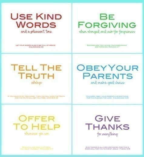 family rules supported with scriptures. we were thinking of some different wording and rules like “obedience” and “respect.”