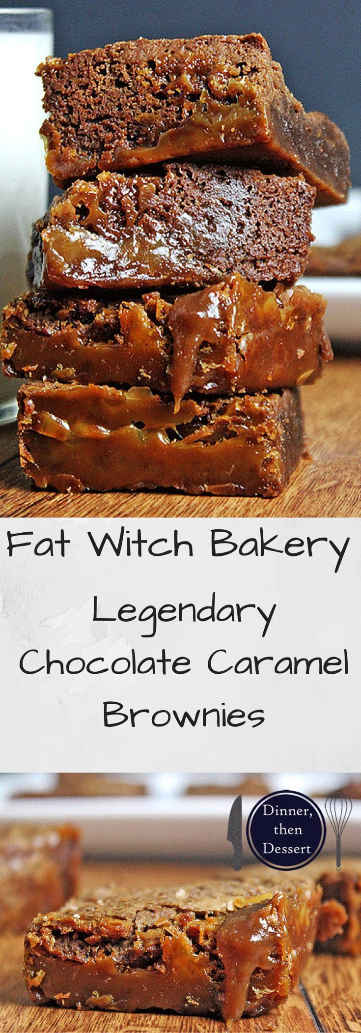 Fat Witch Bakery’s Legendary Chocolate Caramel Brownies are soft, crisp, gooey, chocolate-y, chewy, decadent, rich, fudgy and