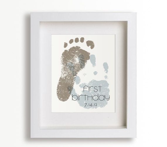 First Birthday Art Print – Personalized Hand and Foot Prints – 8×10 – Personalized Decor, Children Decor, Keepsake, Footprint,