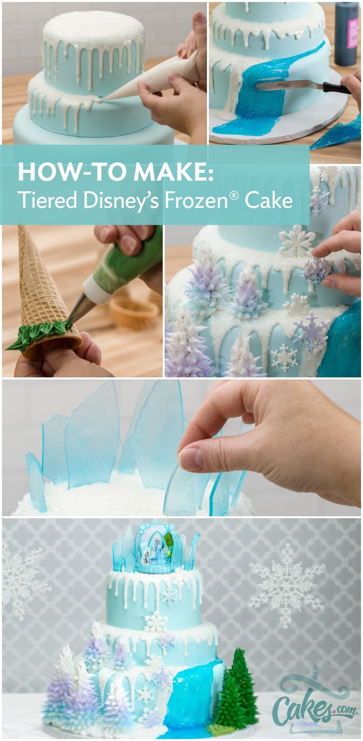 Frozen cake idea and decorating tutorial. Must learn how to make this Frozen cake. #disneyfrozen