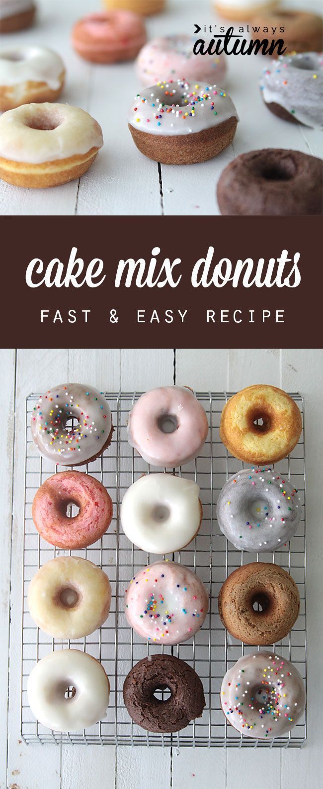 great idea! you can use a cake mix to make quick & easy donuts in any flavor with this simple recipe. baked not fried!