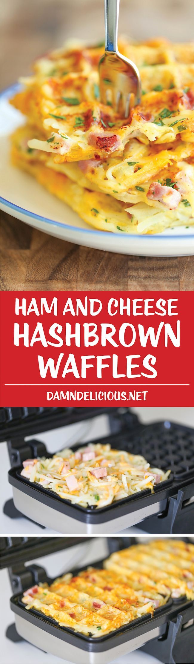 Ham and Cheese Hashbrown Waffles – Southern food, easy breakfast recipe