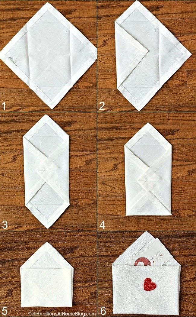 How to fold Valentine’s Day napkin envelopes. Cute! #diy