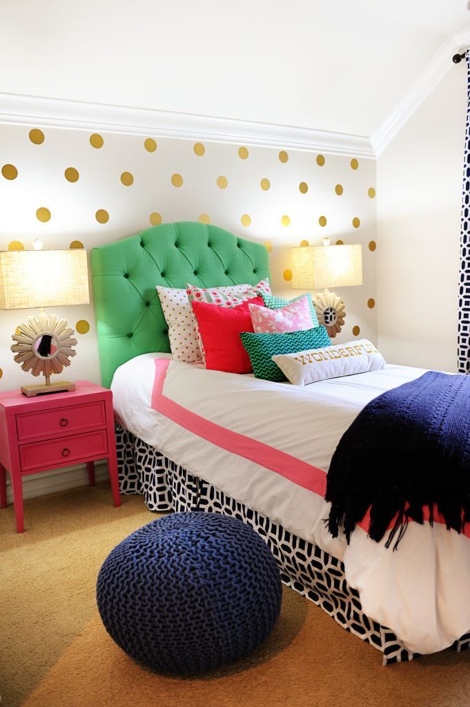 Interior Design: Tween Girl Bedroom Makeover Pink, Navy, Gold and Green – Entertain | Fun DIY Party Craft Ideas