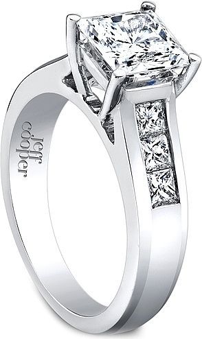 Jeff Cooper Wide Channel-Set Princess Cut Engagement Ring  : This modern and stylish engagement ring setting by Jeff Cooper