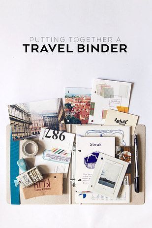 Keep things classic with a scrapbook or travel binder: | 20 Ways To Display Keepsakes From Your Travels And Trips