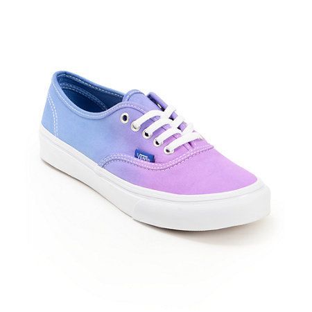 Keep your look timeless with a pop of color in the Vans Authentic Purple Ombre shoes for girls. The canvas upper is in a Purple