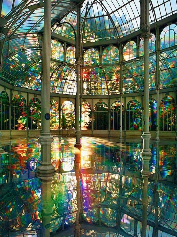 Kimsooja’s Room of Rainbows in Crystal Palace Buen Retiro Park, Madrid Spain
