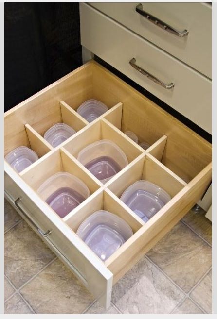 Kitchen Cabinet Drawer with Tupperware Organizer