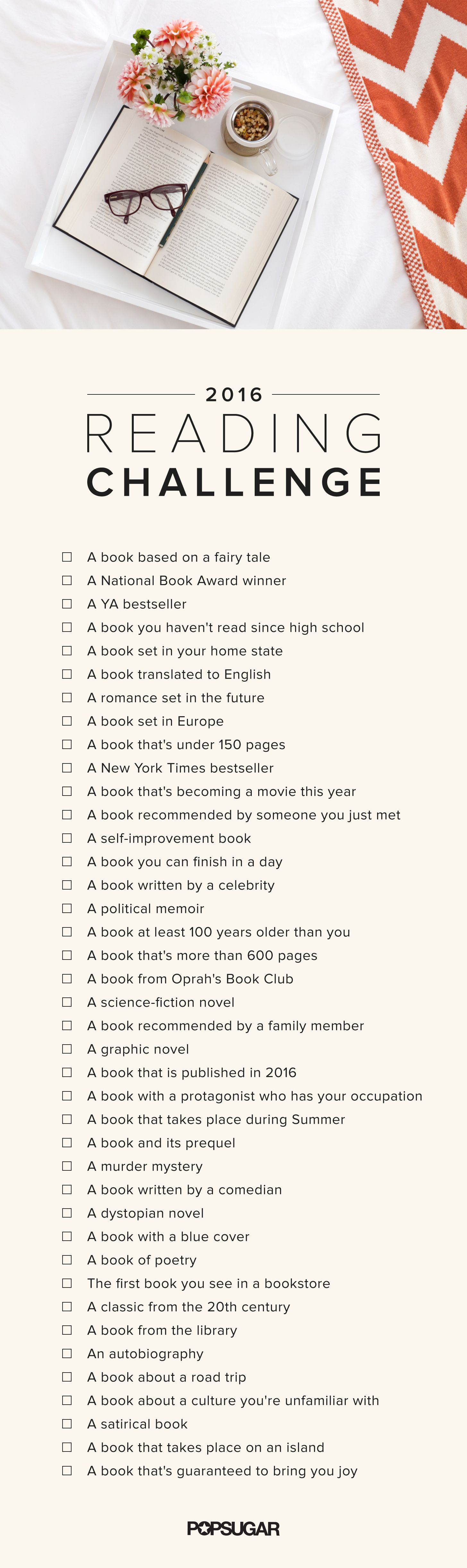 Last year’s list was great. I can’t wait to start this year’s. – Take 2016’s Ultimate Reading Challenge!